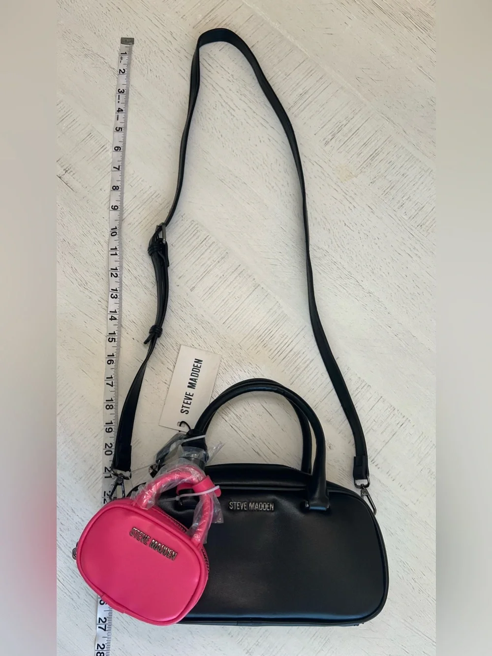 NWT Steve Madden Black Sachel Bag with Pink Mini Sachel Bag - Picture 2 of 5